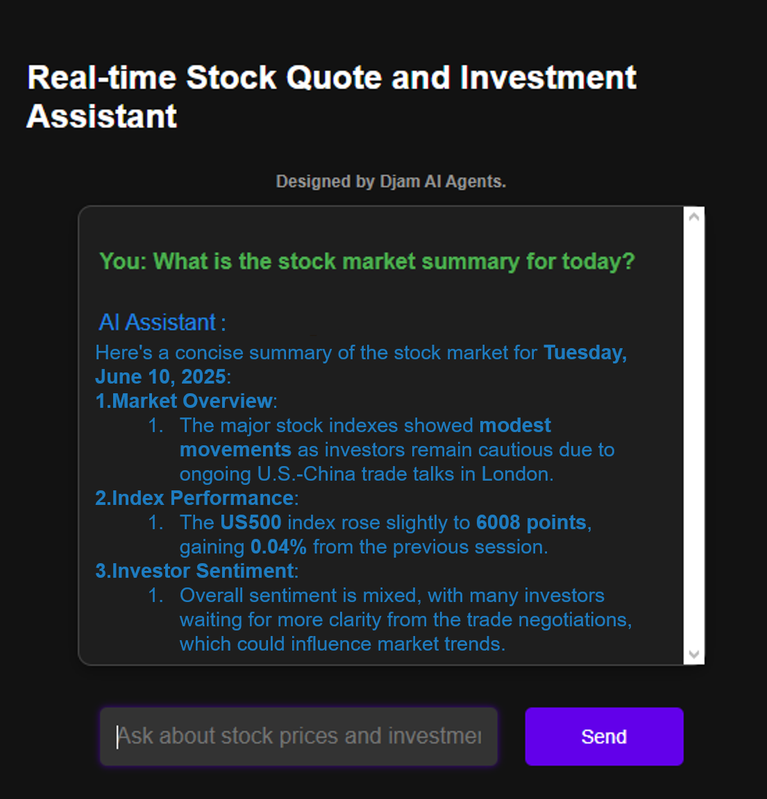 Investment advice Example